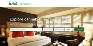 Bud and Breakfast website landing page 420-friendly vacation rentals